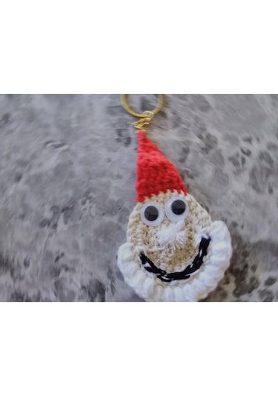 El Yapımı Noel Baba Yılbaşı Anahtarlık 10cm 5cm