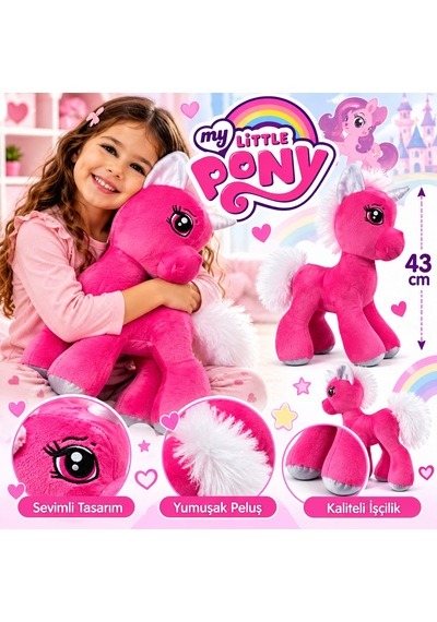 Oyuncak Sevimli Unicorn At Pony 43 Cm My Little Pony Oyun Arkadaşı Hediyelik Peluş Pembe