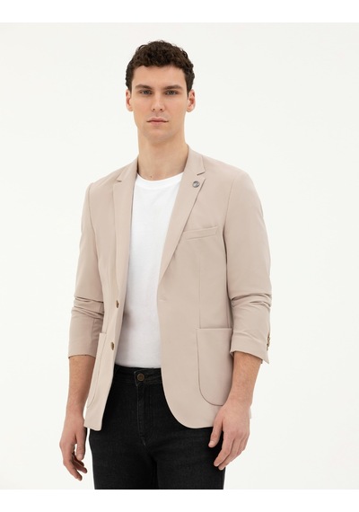Pierre Cardin Bej Esnek Fit Blazer Ceket