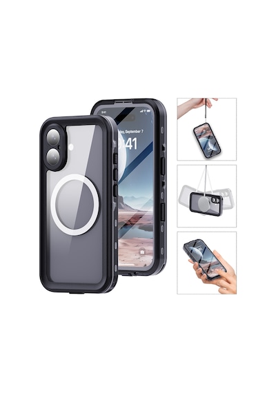 Mobilefix Apple iPhone Uyumlu Uyumlu 16 Kılıf 1-1 Su Geçirmez Kılıf - Siyah
