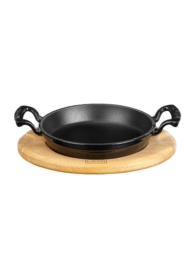 Lava Yuvarlak Kulplu Tava ve Ahşap Altlıklı. Çap(Ø) 20cm. -