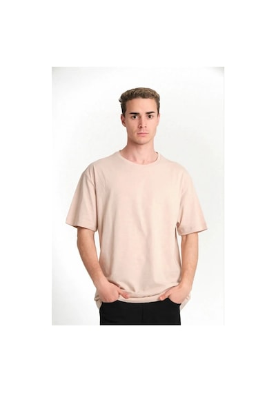 Assema Erkek Düz Kısa Kol Penye T-shirt - Bej Çok Renkli