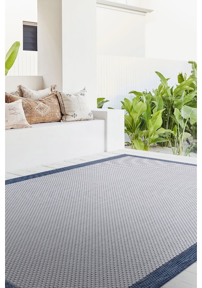 Fresco Ekru Lacivert İskandinav Jüt Yıkanabilir Halı Kilim Balkon Teras Salon Koridor Halısı 23745a Lacivert