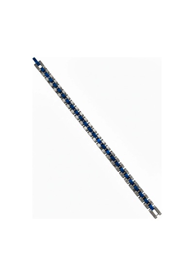 Rodyum-mavi Çelik Erkek Çelik Bileklik Boy 21.5 Cm / En 0.8 Mm - Ebl0068 Çok Renkli
