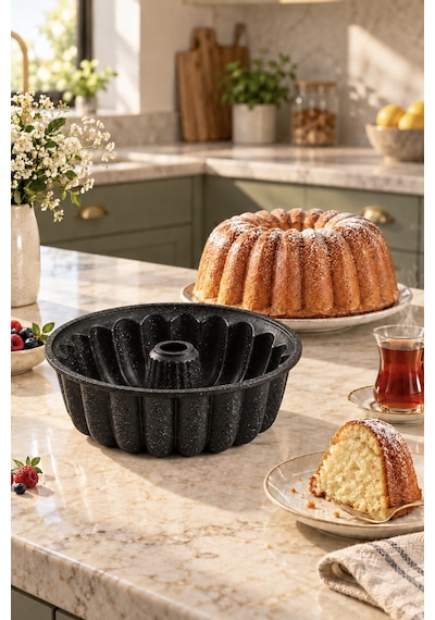 Açelya Siyah Döküm Kek Kalıbı 25 Cm