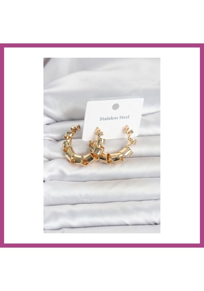 Gees Global 316l Çelik Gold Renk Spiral Halka Kadın Küpe Gbzs