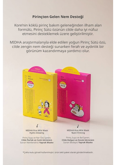 Midha Hydro Glowing Nar Özü İçeren Cilde Parlak Görünüm Sunan Nemlendirici Yaprak Maske 22 ML