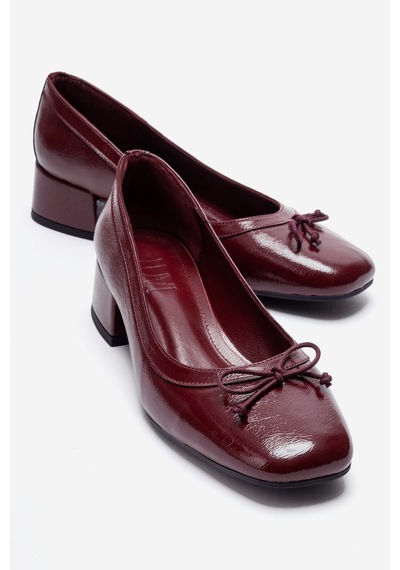 Luvi Shoes Gıpsy Bordo Kırışık Rugan Fiyonklu Kadın Kısa Topuklu Ayakkabı Luvi Shoes Gıpsy Bordo Kırışık Rugan Fiyonklu Kadın Kısa Topuklu Ayakkabı