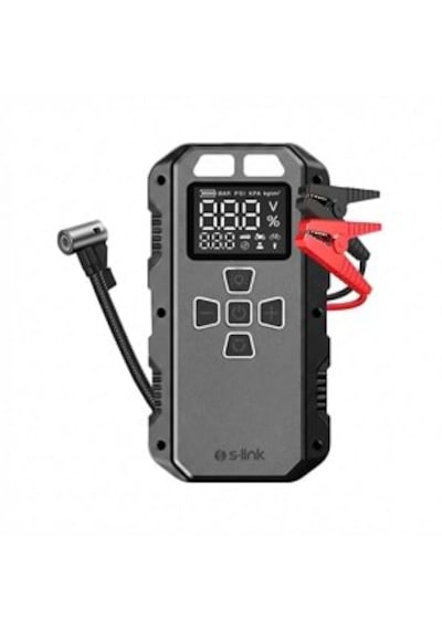 S-link Akt2027 Koyu Gri 8000mah 150 Psi 4 İn1 Powerbank+ Led Işıklastik Sisirme Ve Akü Takviye Cihazı