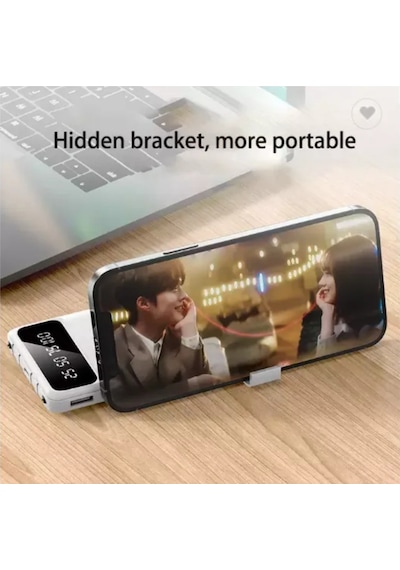 10000 Mah Çoklu Kablolu Gerçek Kapasite Powerbank Taşınabilir Şarj Aleti BEYAZ