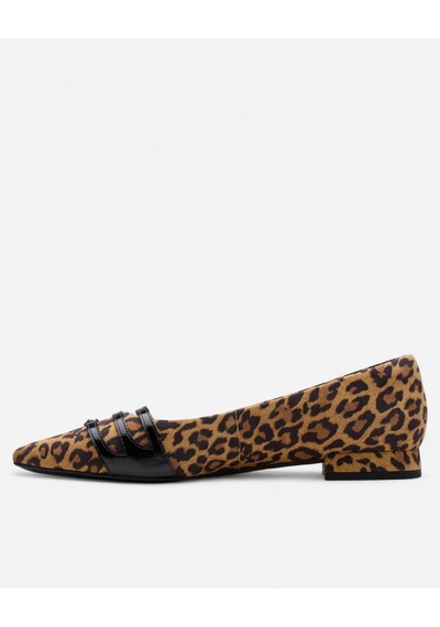 Clarks Sensa15 Strap Leopard Suede Kadın Kahverengi Babet 26183127 Kahverengi