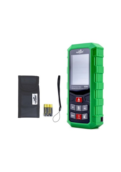 Dawrek H03 Lazer Mesafe Ölçer 80 Metre Dijital Hassas Ölçüm Cihazı Çok Fonksiyonlu Yeşil