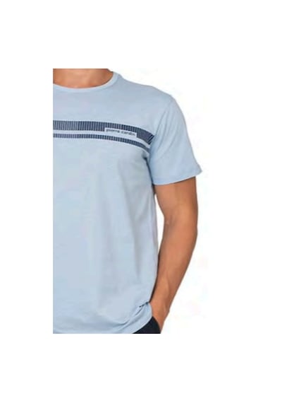 Pierre Cardin 6128 Erkek Kısa Kollu Bisiklet Yaka Pijama Takımı-mavi