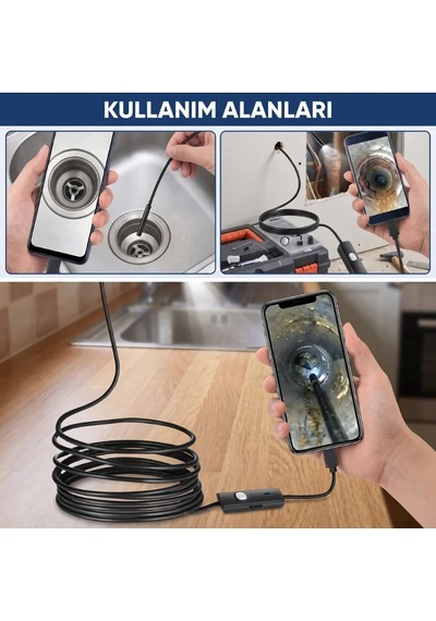 Ers 3 Metre Yılan Kamera - Android Destekli - Led Işıklı - Ip67 Su Geçirmez