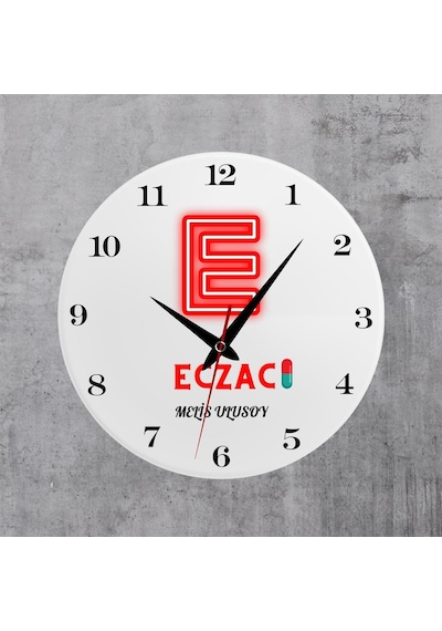 Eczacılara Özel Cam Duvar Saati - Krem