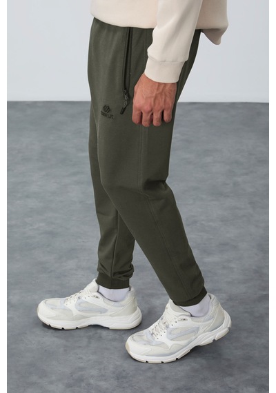 Tommy Life Haki Fermuar Cepli Standart Kalıp Jogger Erkek Eşofman Alt - 84651 Haki