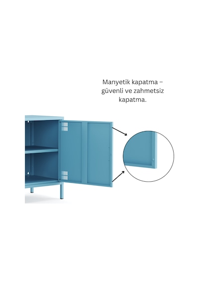Pera Tv Ünitesi, Tv Dolabı,2 Kapaklı Dolap 100,50 X 40 X 64,50 Cm - 9 Renk Seçeneği Bulunmaktadır Ral 5024 Mavi