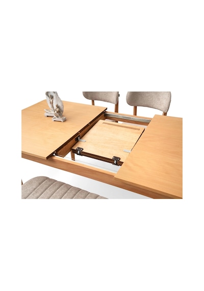 Ahşap Salon Yemek Masa Sandalye Takımı Ortadan Açılır Büyüyen 4 Sandalye 1 Bench