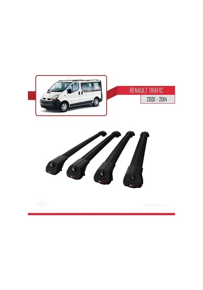 Renault Trafic 2001-2014 Arası İle Uyumlu Ace-1 Ara Atkı Tavan Barı Siyah 4 Adet Bar