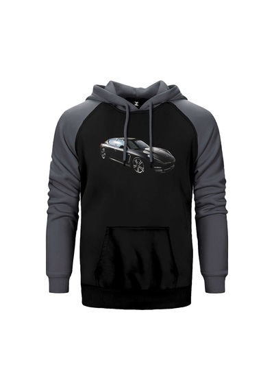Porsch Panamera Gri Renk Reglan Kol Kapşonlu Sweatshirt Gri