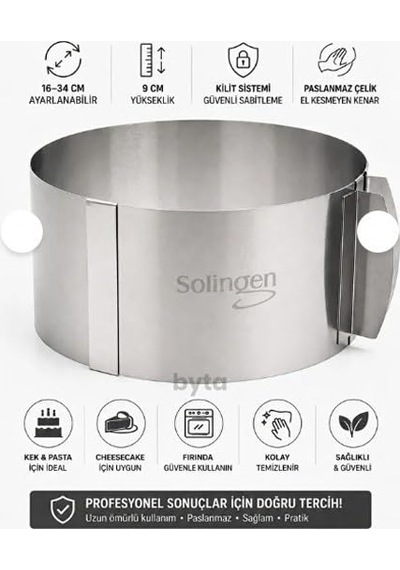 Tr Solingen Paslanmaz Çelik Ayarlanabilir Kek Kalıbı 16-34 Cm Diğer