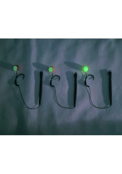 3 Adet Glow Ve Çift Renk Sazan Rig Takımı Gece Parlayan