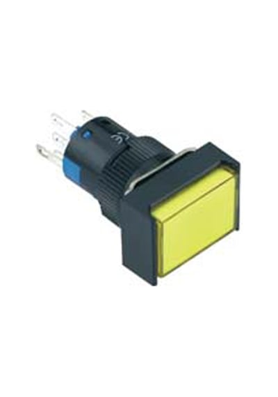 16mm Yaylı Butonlar 1no/1nc 5p Led Voltajı 10v 24v Ve 220v Dikdörtgen Sarı