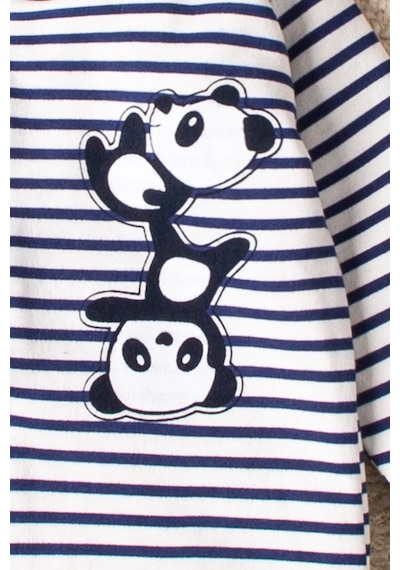 Mai Perla Organik Panda Desenli 3 Parça Tulum Seti Mai122 Siyah