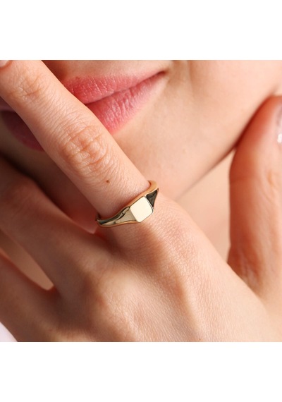 14K Altın Şövalye Yüzük (Kişiselleştir) Kare 0,6 Cm 552977815