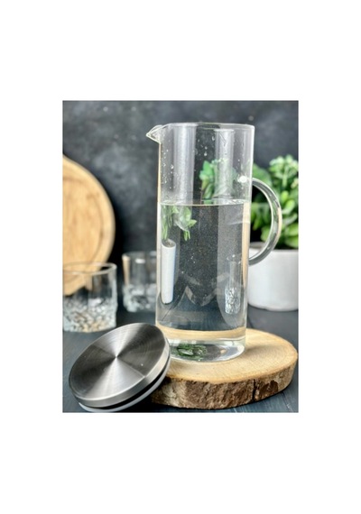 İnox Metal Kapaklı Borosilikat Cam 1500 Ml Sürahi Ateşe Isıya Dayanıklı Sürahi Şeffaf 598427690