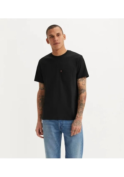 Levi's Erkek Bisiklet Yaka Düz Siyah Cepli Relaxed The Pocket Tişört - 001tt0001 001