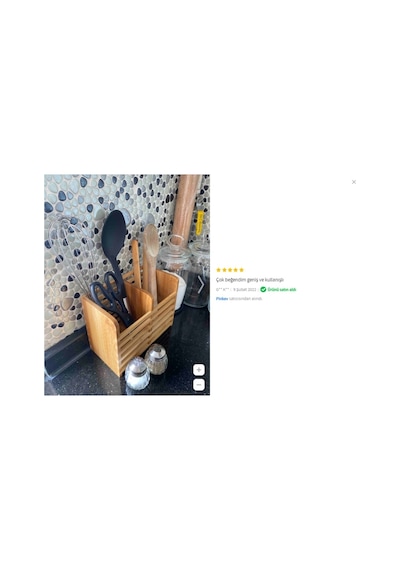 Tezgah Üstü Iki Bölmeli Bambu Kaşıklık