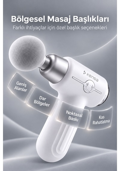 Kensa Masaj Tabacası 10 Başlıklı 6 Kademeli Şarjlı Titreşimli Profesyonel Masaj Aleti Beyaz
