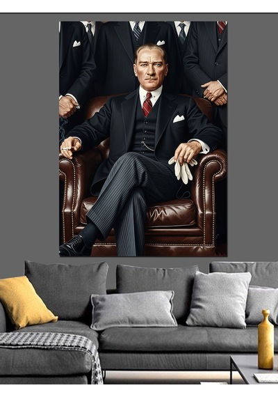 Ahşap Tablo Atatürk Koltukta Oturan Portre