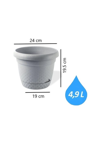Omnipazar Krs-343 Dekoratif İnci Bitki Çiçek Saksı Takımı 4.9 Litre No 3
