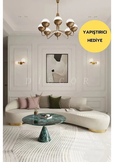Diecor Boyanabilir Dekoratif Özel Hazır Kesim 4 Cm Ve 2.5 Cm Duvar Çıtası Bej 4 Cm Model:xa267