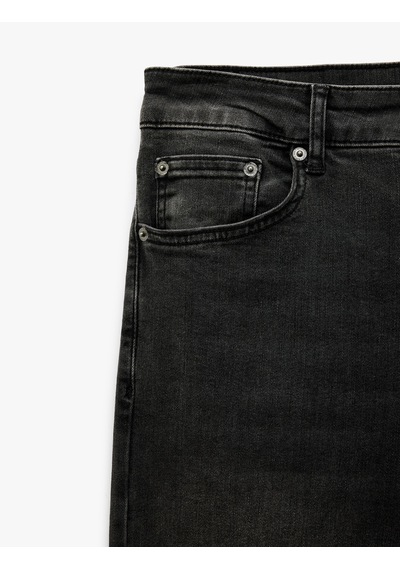 Koton Normal Bel Cepli Slim Fit Dar Paça Pamuklu Denim Pantolon - Slim Fit Jeans Antrasit 7wam40019nd