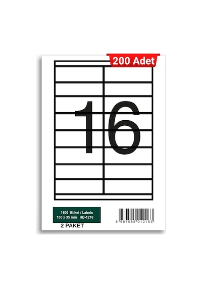 Herboy Hb-1216 105 X 35 Mm A4 Laser Etiket 200 Adet