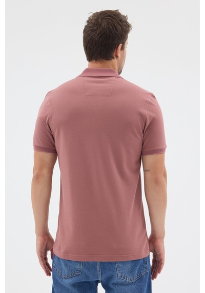 İmza Pembe Polo Yaka Pike Kısa Kol Slim Fit %100 Pamuk Tişört 1011260171 Koyu Gülkurusu