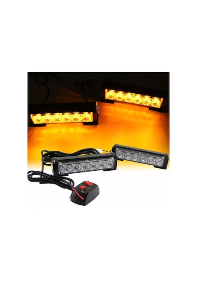 4 Lü Sarı Çakar Lamba Seti Power 12-24 Volt Uyarı Işığı