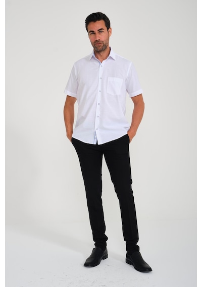 Klasik Kısa Kol Neon Çiçek Armür Hediye Kutulu Erkek Gömlek Fs-001214 - Beyaz-1699