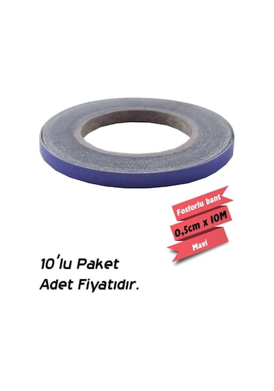 Carub Fosforlu Bant Mavi 0,5 Cm X 10 Mt