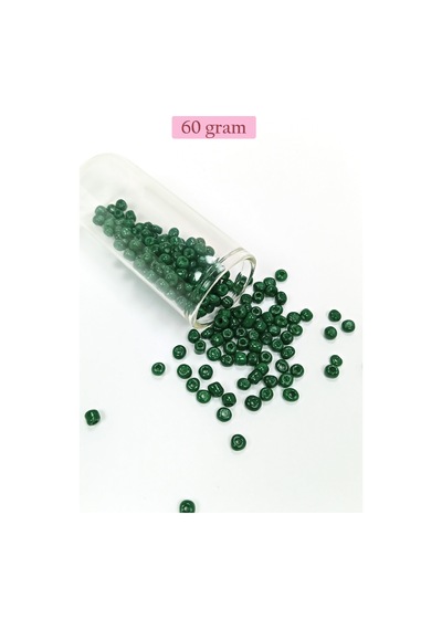 Dökme Cam Kum Boncuk Büyük Boy 6/0 4 Mm - 60 Gram - Koyu Yeşil - Bnc140