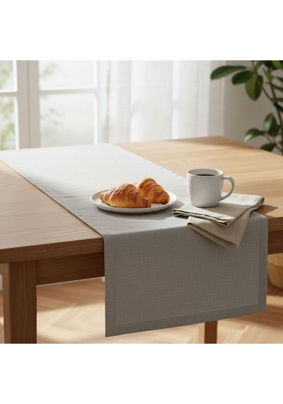 1 Adet Kumaş Gri Runner,yıkanabilir Masa Runner 40x140