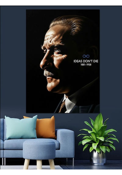 Ahşap Tablo Atatürk Profil Karanlık Portre