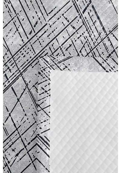 Gri Geometrik Genç Odası Tek Kişilik Pike Takımı - Antrasit Çizgili 160x220 Cm Kapitone Yatak Örtüsü Mavi