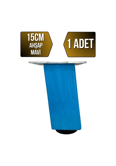 Kale Eğimli Ayarlı Ahşap Ayak Mobilya Masa Ve Dolap Ayağı Mavi 15cm 1 Adet