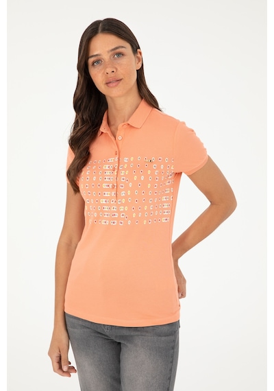U.S. Polo Assn. Kadın Somon Polo Yaka Tişört 50282885-VR047