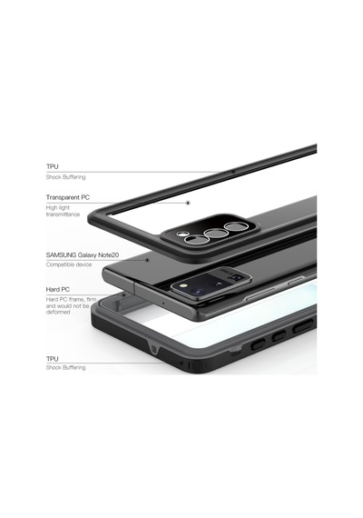 Galaxy Note 20 Kılıf 1-1 Su Geçirmez Kılıf (529055237) Siyah