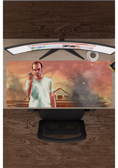 Gta 5 Kaymaz Dikişli Kauçuk Oyuncu Mousepad V3 - 90x40 Xxl Gaming Mouse Pad Fare Altlığı